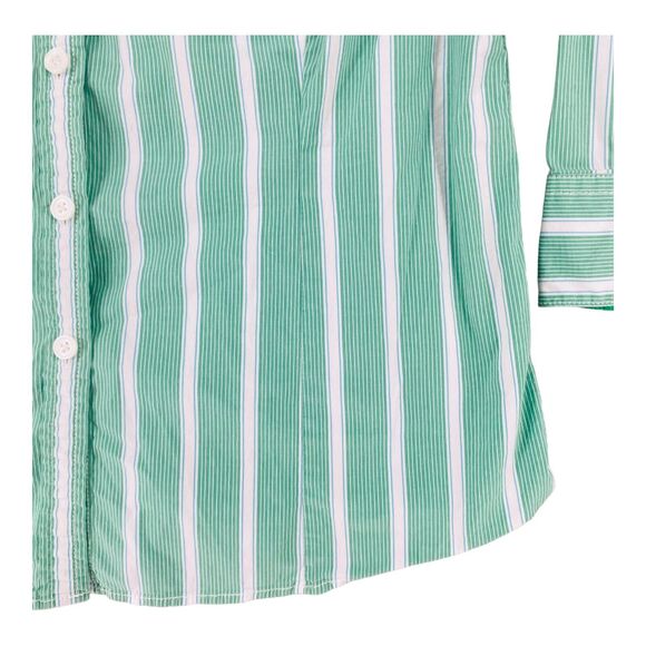 LL BEAN Shirt Womens L Button Up Blouse Top Striped 3/4 Sleeve Green - Picture 3 of 11